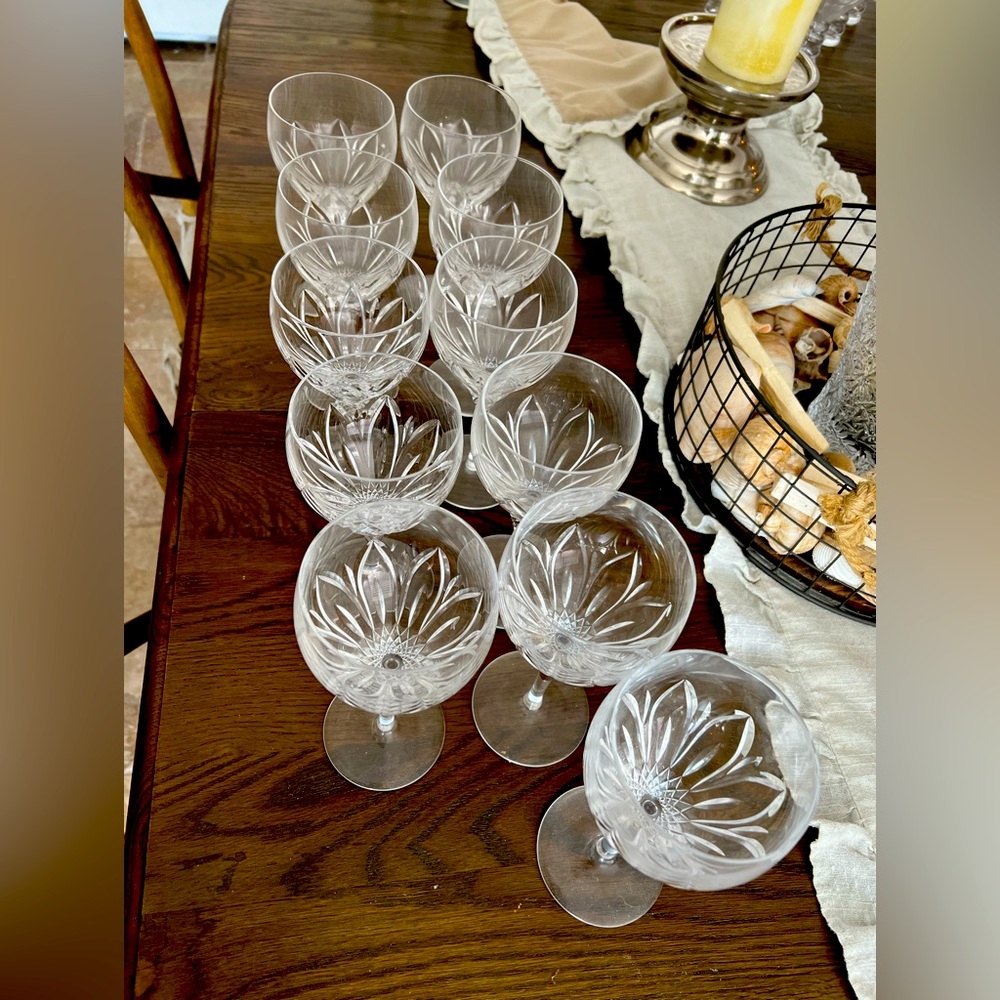 11 vintage German crystal wine glasses